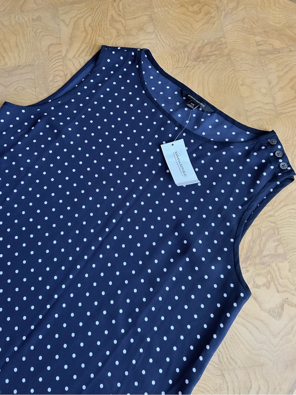 Banana Republic Navy Polka Dot Sleeveless Top, Size XS
